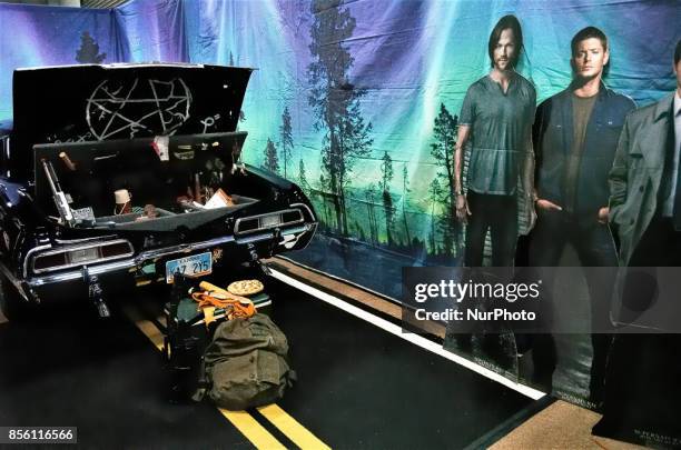 Dean Winchester's 1967 Impala from the Supernatural television series on display at the Walker Stalker Convention at the Philadelphia Expo Center at...