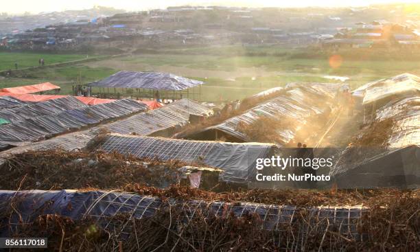 Coxs Bazar, Bangladesh. September 25, 2017. A view show of Rohingya refugees tents at a refugee camp in Coxs Bazar, Bangladesh on September 25, 2017....