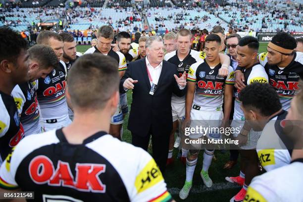 General Manager of the Penrith Panthers Phil Gould congratulates players after winning the 2017 State Championship Final between the Penrith Panthers...