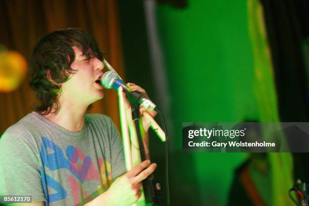 Noah Lennox of Animal Collective performs on stage at Woodhouse Liberal Club on March 25, 2009 in Leeds , England.