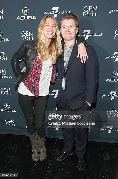 Directors Sara Ziff and Ole Schell attend the launch party for the 14th Annual Gen Art Film Festival at 7 For All Mankind on March 25, 2009 in New...