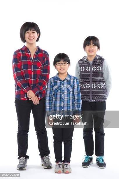 japanese family on white back ground - japan 12 years girl stock pictures, royalty-free photos & images