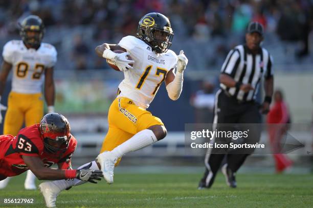 Grambling State Tigers wide receiver Darrell Clark in action between the Clark Atlanta Panthers and Grambling State Tigers on September 30, 2017 at...