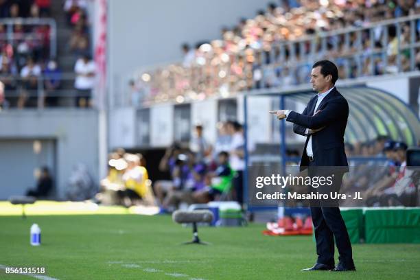 Head coach Massimo Ficcadenti of Sagan Tosu gives instruction during the J.League J1 match between Sagan Tosu and Kashima Antlers at Best Amenity...