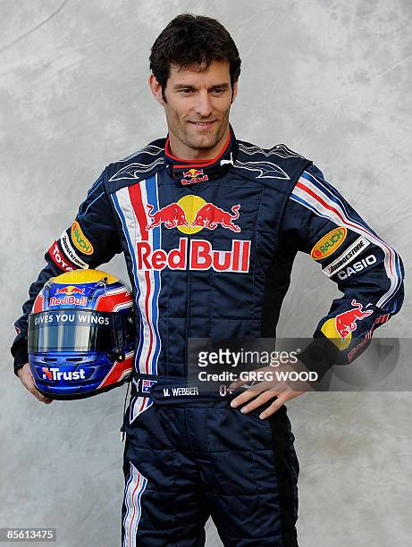 Mark Webber from the Red Bull Racing team poses during the traditional drivers individual photo session in Melbourne on March 26, 2009 in the lead-up...
