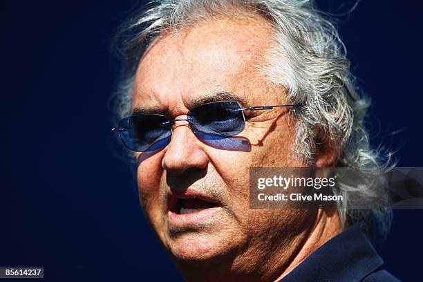 Renault Team Principal Flavio Briatore is seen in the paddock during previews to the Australian Formula One Grand Prix at the Albert Park Circuit on...