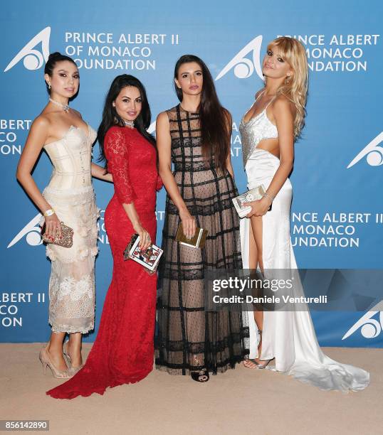 Anastasia Belyak, Emily Kazandjian, Helena Kazandjian and Alisa Volskaya attends the inaugural 'Monte-Carlo Gala for the Global Ocean' honoring...
