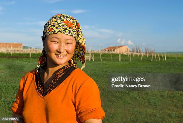 inner mongolian farm woman head shot  - xilinhot stock pictures, royalty-free photos & images