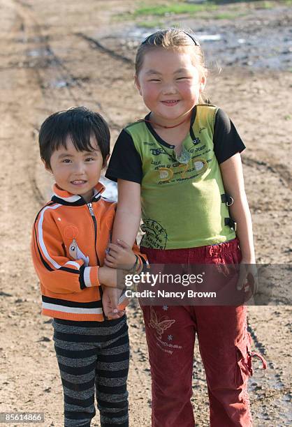 inner mongolian brother and sister at farm  - xilinhot stock pictures, royalty-free photos & images