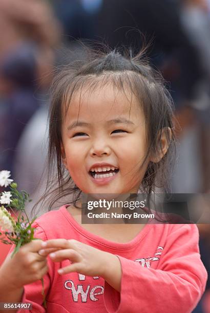 inner mongolian little girl at the naadam festival - abagnar qi foto e immagini stock