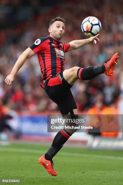 Marc Pugh of Bournemouth during the Premier League match between AFC Bournemouth and Leicester City at Vitality Stadium on September 30, 2017 in...