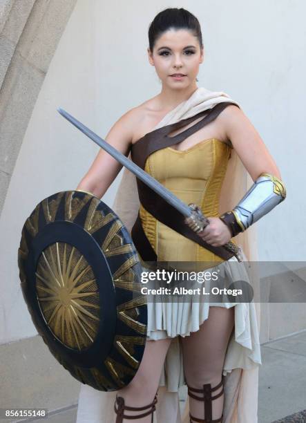 Cosplayer Amber Ardin dressed as Princess Diana attends Nerdbot-Con 2017 held at Pasadena Convention Center on September 30, 2017 in Pasadena,...