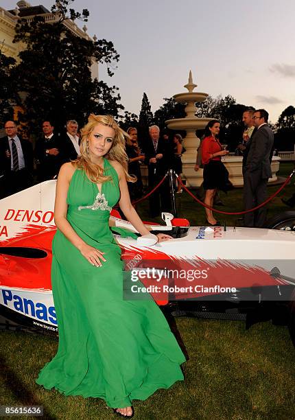 Miss Poland 2008 Angelika Jakubowska poses for photographers at the 2009 Formula 1 ING Australian Grand Prix Official Welcome Reception at Government...
