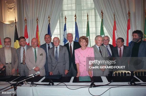 French academician Helene Carrere d'Encausse introduces the national committee in favor of the "yes" vote in Maastricht European Union treaty...
