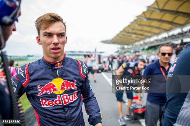 Pierre Gasly of Scuderia Toro Rosso and France during the Malaysia Formula One Grand Prix at Sepang Circuit on October 1, 2017 in Kuala Lumpur,...