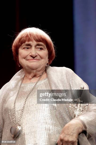 Agnes Varda receives the Donostia Award during 65th San Sebastian Film Festival on September 24, 2017 in San Sebastian, Spain.