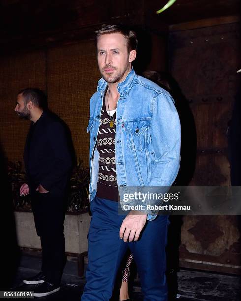 Ryan Gosling and Eva Mendes seen at Tao Restaurant for SNL after party on September 30, 2017 in New York City.