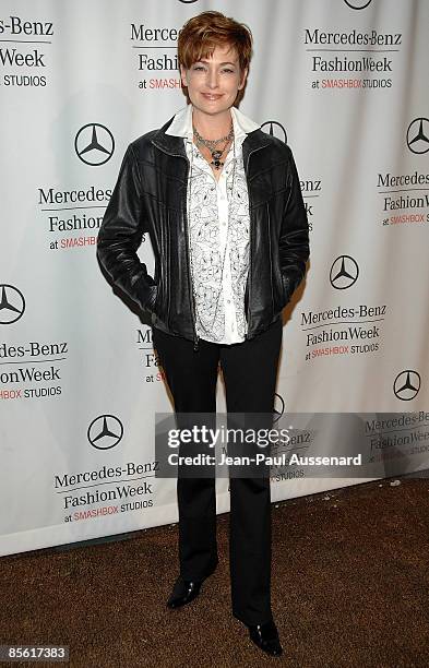 Actress Carolyn Hennesy arrives at the Spring 2009 Mercedes-Benz Fashion Week held at Smashbox studios on October 14th, 2008 in Culver City,...