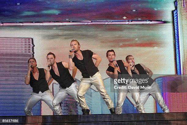Boyzone perform on stage at The Liverpool Echo Arena June 15, 2008 in Liverpool, England.