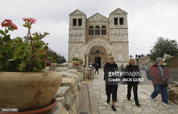 Tourists visit the Church of the Transfiguration on Mount Tabor, in Israel�s Lower Galilee on March 26, 2009. According to Christian tradition, Mount...