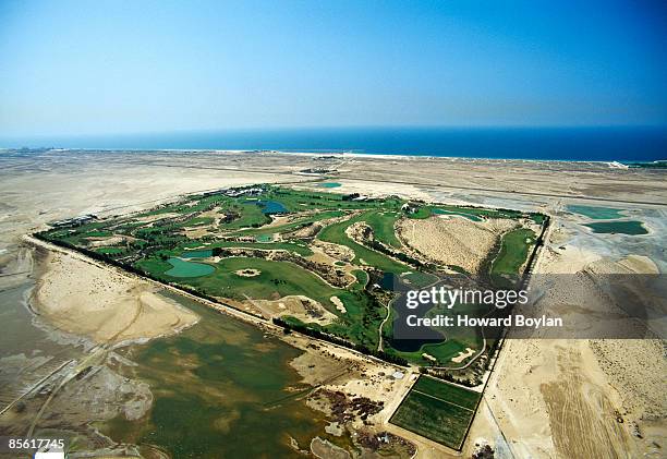 An ariel view of the Dubai Emirates Golf Club and Course during 1990 in Dubai, United Arab Emirates.