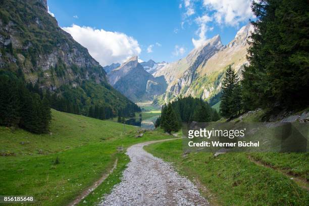 seealpsee in den schweizer bergen - schweizer alpen fotografías e imágenes de stock