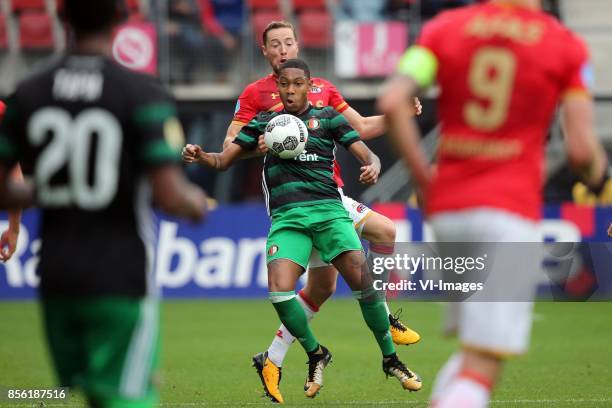 Jean-Paul Boetius of Feyenoord, Rens van Eijden of AZ during the Dutch Eredivisie match between AZ Alkmaar and Feyenoord Rotterdam at AFAS stadium on...