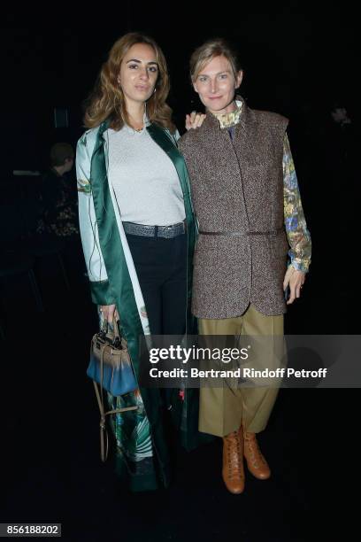 Alexia Niedzielski and Elizabeth von Guttman attend the Balenciaga show as part of the Paris Fashion Week Womenswear Spring/Summer 2018 on October 1,...