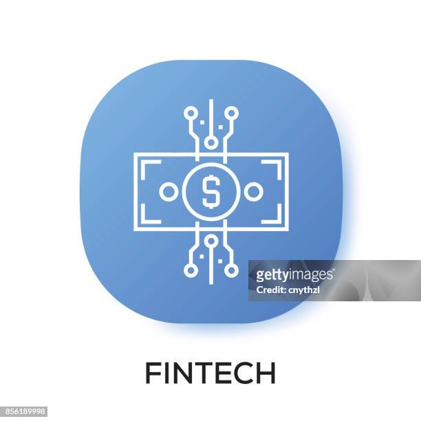 stockillustraties, clipart, cartoons en iconen met fintech app pictogram - financial technology