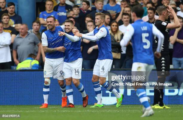 Sheffield Wednesday's Gary Hooper celebrates scoring his side's first goal of the game during the Sky Bet Championship match at Hillsborough,...
