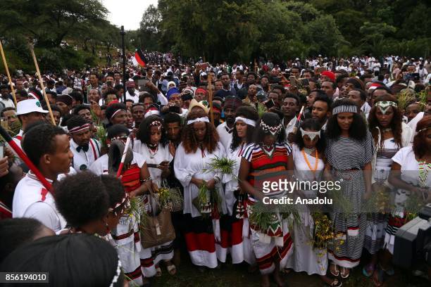 Thousands of Oromo people attend the "Irreecha" festival also known as Oromo Thanksgiving at Addis Ababa's Bishoftu town in Addis Ababa, Ethiopia on...