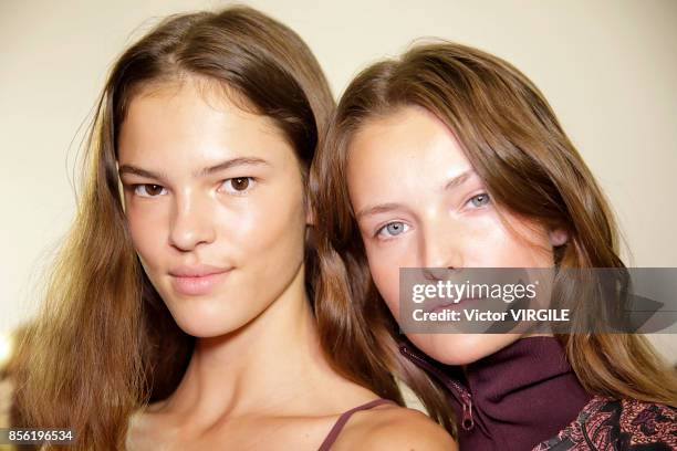 Model backstage during the Isabel Marant Ready to Wear Spring/Summer 2018 fashion show as part of the Paris Fashion Week Womenswear Spring/Summer...