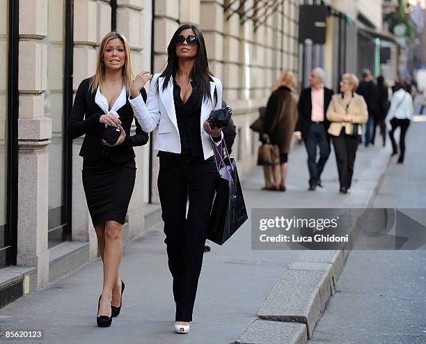 Federica Nargi and Costanza Caracciolo are sighted shopping on March 26, 2009 in Milan, Italy.