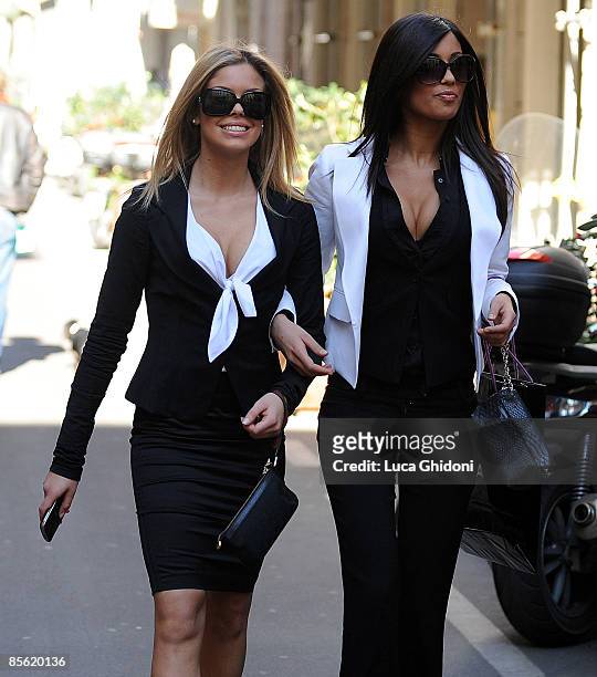 Federica Nargi and Costanza Caracciolo are sighted shopping on March 26, 2009 in Milan, Italy.