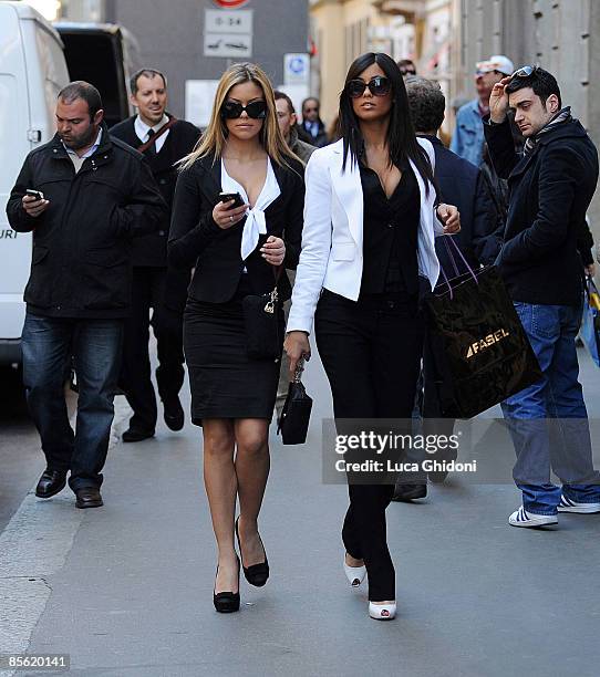 Federica Nargi and Costanza Caracciolo are sighted shopping on March 26, 2009 in Milan, Italy.