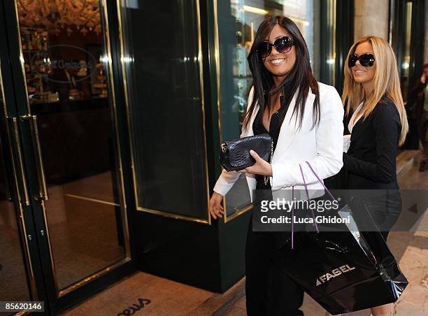 Federica Nargi and Costanza Caracciolo are sighted shopping on March 26, 2009 in Milan, Italy.