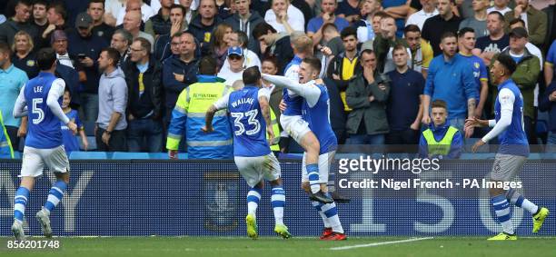Sheffield Wednesday's Gary Hooper celebrates scoring his side's second goal of the game during the Sky Bet Championship match at Hillsborough,...