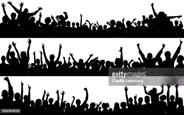 crowd (people are complete- a clipping path hides the legs) - crowd cheering stock illustrations