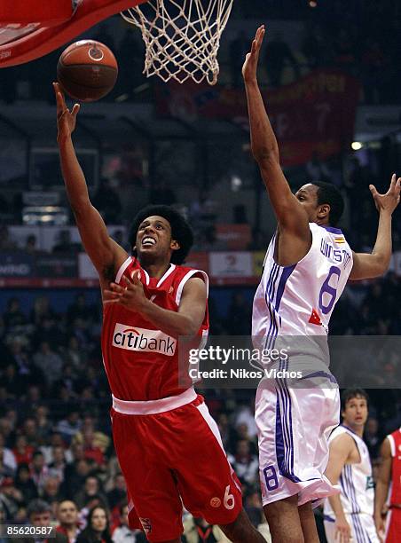 Josh Childress, #6 of Olympiacos in action during the Play off Game 2 Olympiacos Piraeus v Real Madrid on March 26, 2009 at the Peace And Friendship...