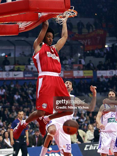 Josh Childress, #6 of Olympiacos in action during the Play off Game 2 Olympiacos Piraeus v Real Madrid on March 26, 2009 at the Peace And Friendship...