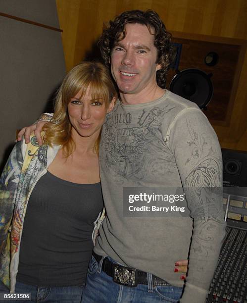 Singer Deborah Gibson and Dr. Rutledge Taylor posing in the recording studio on January 28, 2009 in Burbank, California.