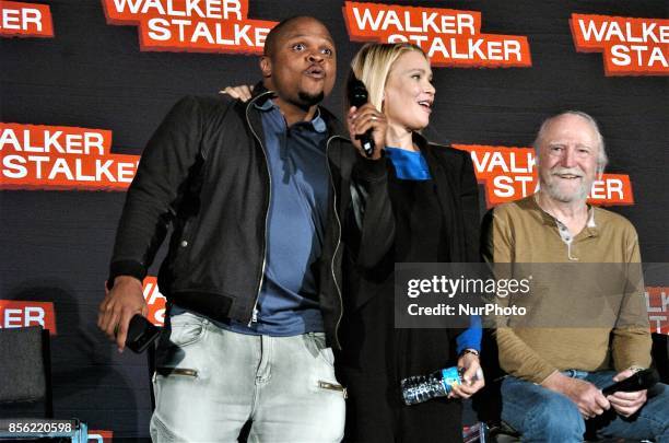 Scott Wilson, Laurie Holden and Irone Singleton talk about their time on the Walking Dead during a panel discussion at Walker Stalker Con in...