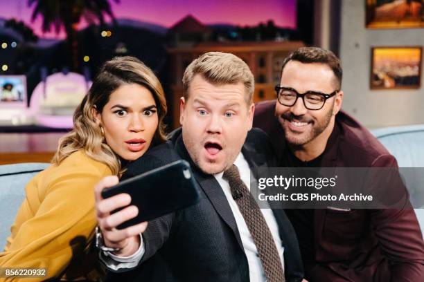 America Ferrera and Jeremy Piven chat with James Corden during "The Late Late Show with James Corden," Monday, September 25, 2017 On The CBS...