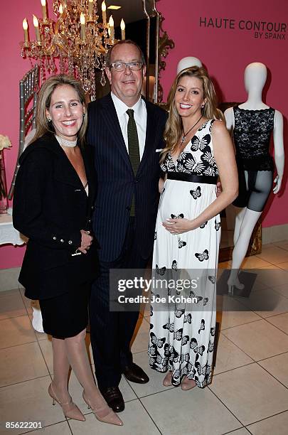 Laurie Ann Goldman, CEO of Spanx, Ron Frasch, Vice Chairman and Chief Merchant of Saks Fifth Avenue and designer Sara Blakely attend the launch of...