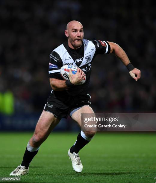 Gareth Ellis of Hull FC during the Betfred Super League semi final between Leeds Rhinos and Hull FC at Headingley on September 29, 2017 in Leeds,...