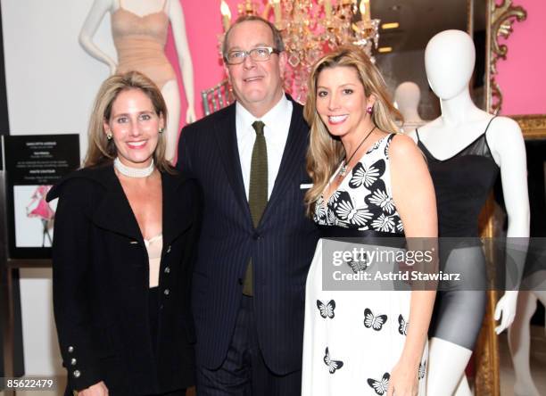 Of Spanx Laurie Ann Goldman, Vice Chairman and Chief Merchant of Saks Fifth Avenue Ron Frasch and Sara Blakely attend the launch of Haute Contour by...