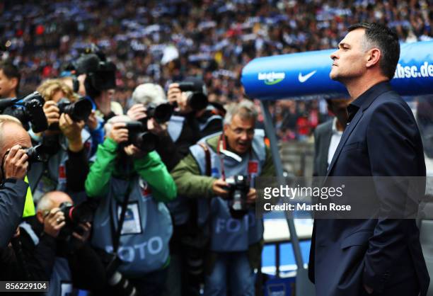 Willy Sagnol head coach of Bayern Munich during the Bundesliga match between Hertha BSC and FC Bayern Muenchen at Olympiastadion on October 1, 2017...
