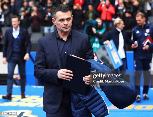 Willy Sagnol head coach of Bayern Munich during the Bundesliga match between Hertha BSC and FC Bayern Muenchen at Olympiastadion on October 1, 2017...