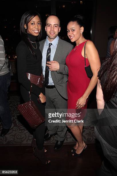 Courtanie Sanders, Alex Norman and Alexis Diaz attend Urban Latino's 15th anniversary celebration at Empire Hotel Rooftop on March 12, 2009 in New...