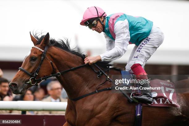 Frankie Dettori riding Enable win The Prix de l'Arc de Triomphe during Prix de l'Arc de Triomphe meeting at Chantilly Racecourse on October 1, 2017...